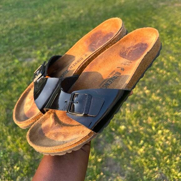 Birkenstock Madrid Black Patent Leather Sandals Birk Size‎ 41 L10 M8 - Picture 14 of 16